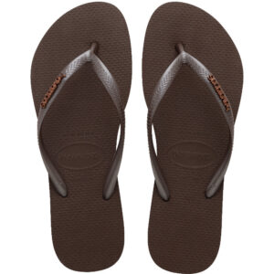 Havaianas Slim Logo Metallic Dark Brown