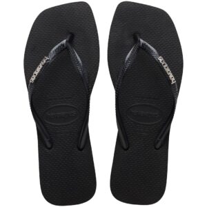 Havaianas Slim Square Logo Metallic Black/Silver