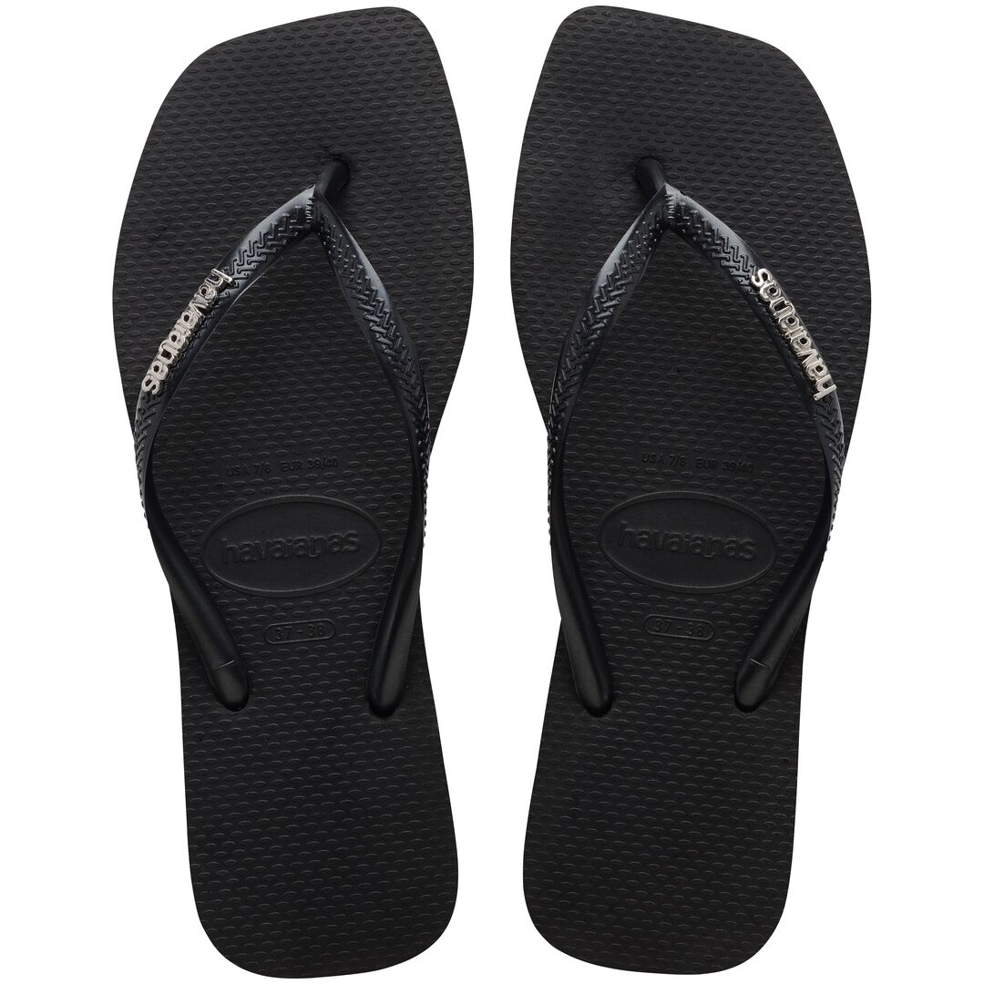 Havaianas Slim Square Logo Metallic Black/Silver