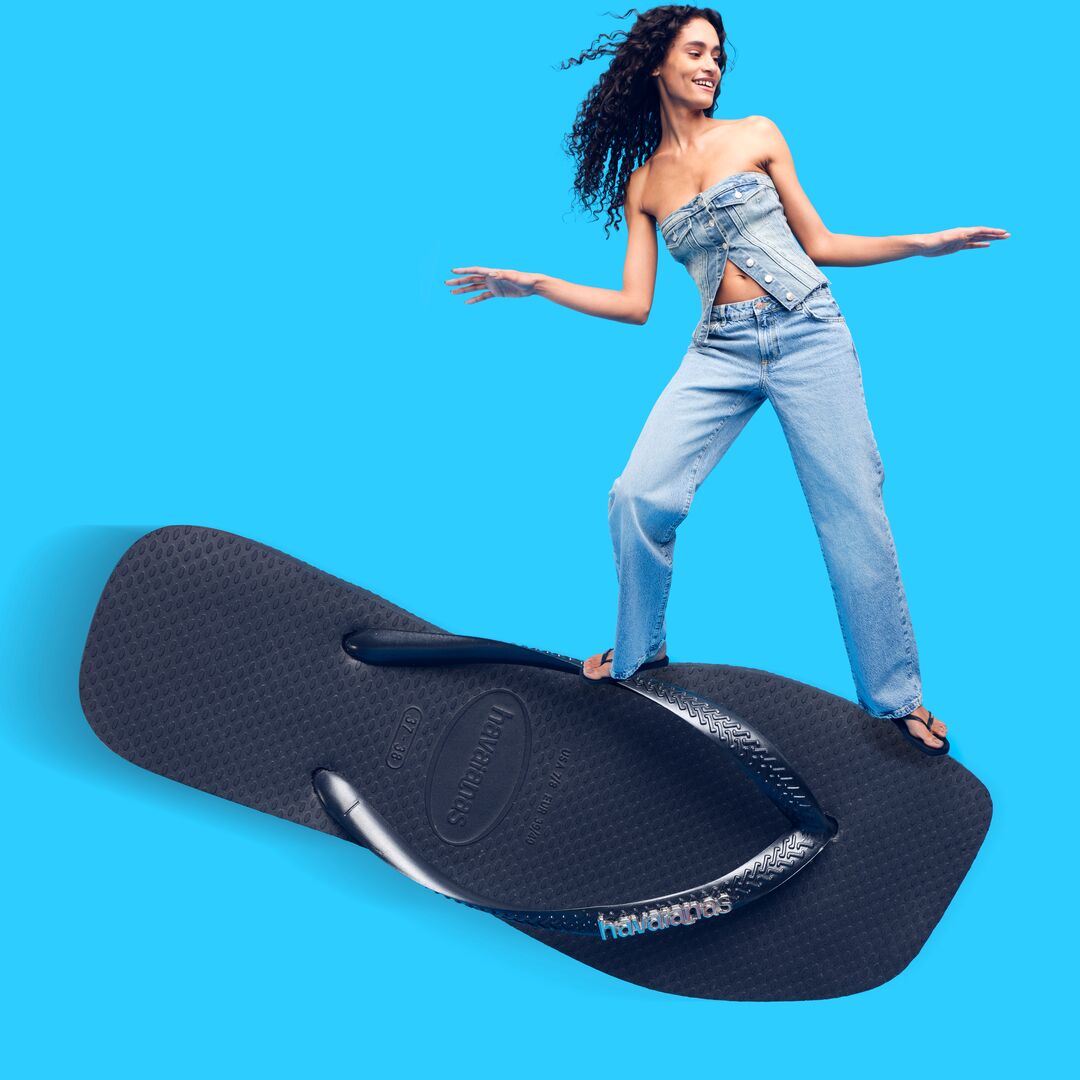 Havaianas Slim Square Logo Metallic Black/Silver - Image 3