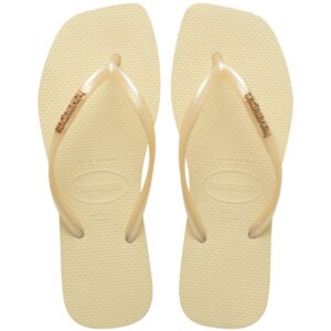 Havaianas Slim Square Logo Metallic Buttercream