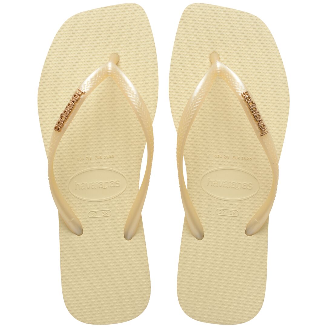 Havaianas Slim Square Logo Metallic Buttercream