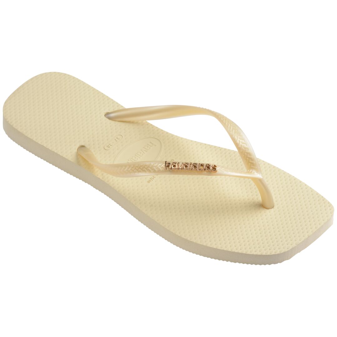 Havaianas Slim Square Logo Metallic Buttercream
