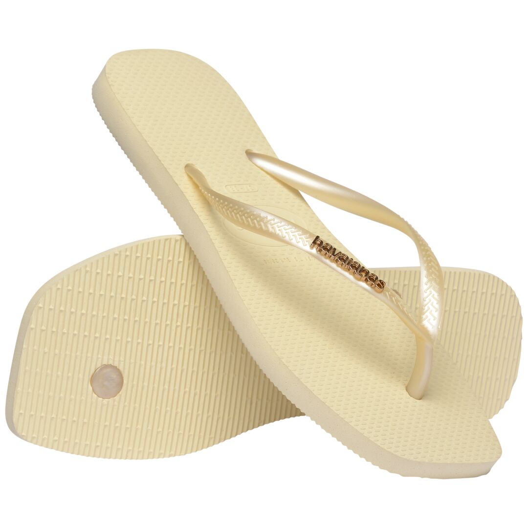 Havaianas Slim Square Logo Metallic Buttercream - Image 4