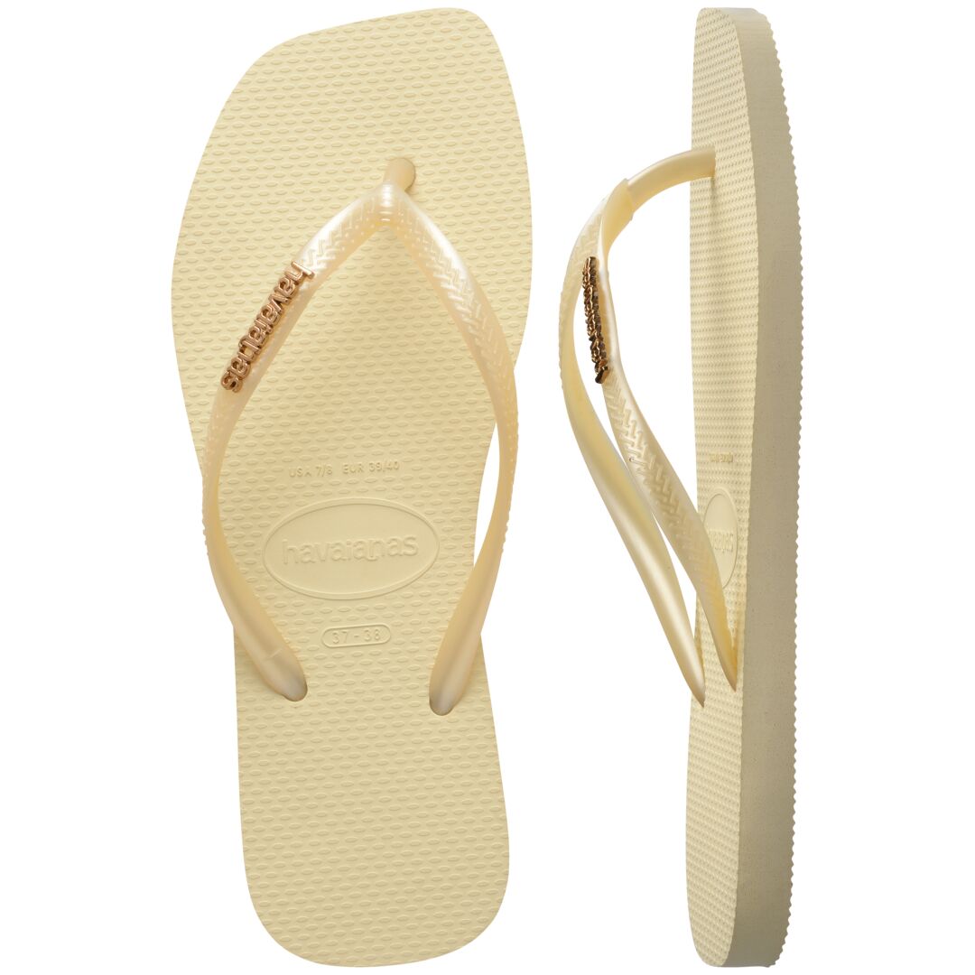 Havaianas Slim Square Logo Metallic Buttercream - Image 3